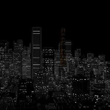 illustration city by night