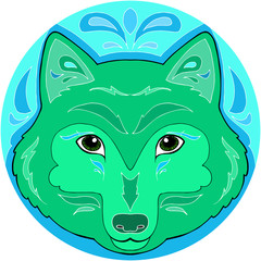 Green and light blue artistic mandala, digital illustration.