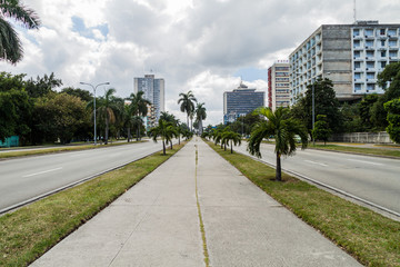 Broad Independencia avenue in Havana, Cuba