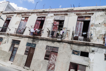 Dilapitaded house in Havana Centro neighborhood, Havana, Cuba.