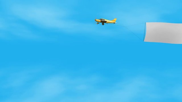 Airplane with blank banner template for promotional advertising in 4K