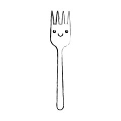 fork cutlery kawaii character vector illustration design
