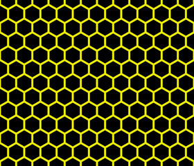 Seamless Hexagon Yellow and Black Pattern