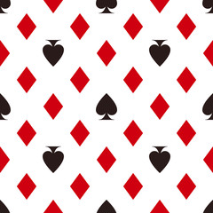 Card suit pattern. Diamonds and spades. Seamless vector game background