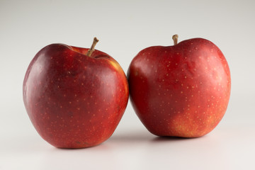 Red apples on a white background