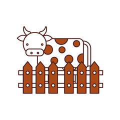 cow farm in fence vector illustration design