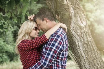 Fototapeta premium young laughing woman with his happy boyfriend
