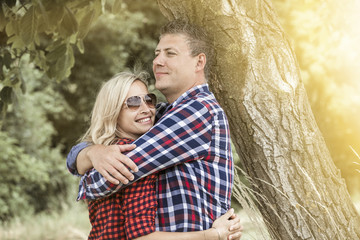Fototapeta premium young laughing woman with his happy boyfriend