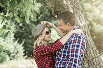 young laughing woman with his happy boyfriend