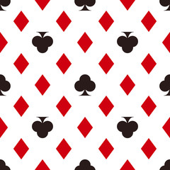 Card suit pattern. Diamonds and clubs. Seamless vector game background