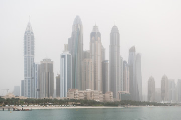 urban scene with fog