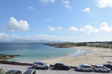 Fototapeta na wymiar High View of Castle Cove Beach in Kerry, Ireland