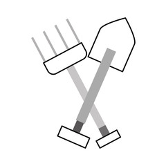 farm rake with shovel vector illustration design