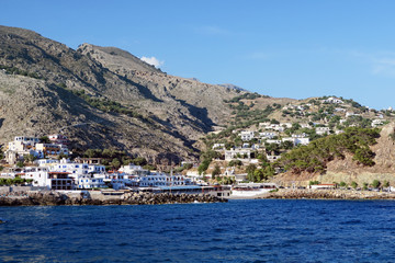Fototapeta premium Cityscape of Chora Sfakion (Crete Greece).