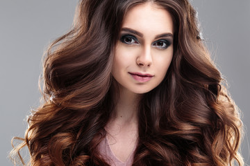 closeup beauty portrait of young woman with natural makeup and hairstyle. spa and care.