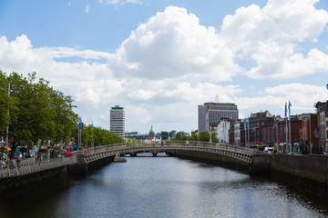 A view along the quays in Dublin City, Ireland