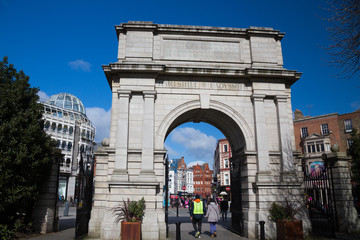 Fusiliers' Arch, a monument which forms part of the Grafton Street entrance to St Stephen's Green park, in Dublin, Ireland