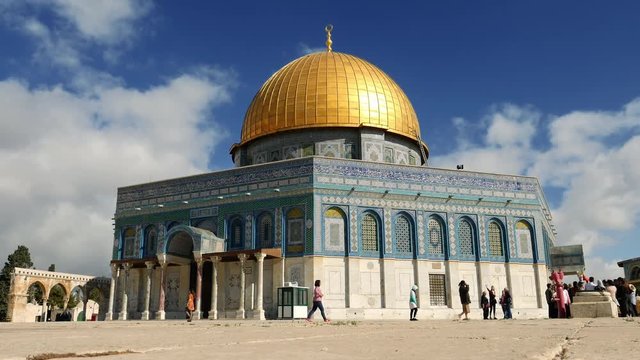 Dome of the Rock in Jerusalem over the Temple Mount. Golden Dome is the most known mosque and landmark in Jerusalem and sacred place for all muslims.
