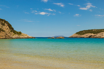 Fototapeta na wymiar Voidokilia beach near Pylos town in Peloponnese. One of the most beautiful places in Greece.