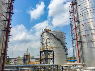 Oil and chemical large tank with blue sky