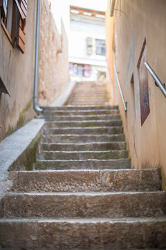 Narrow stone stairs in the old town