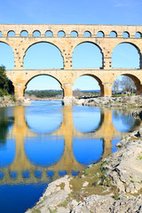 The ancient Roman Aqueduct Pont du Gard in South France