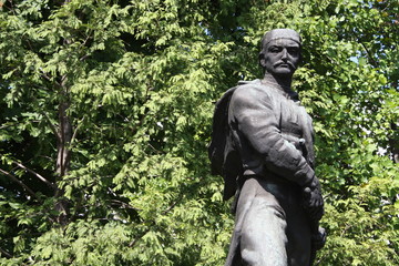 Fototapeta na wymiar Statue of Vasilije Vasa Carapic in Belgrade, known as the Dragon from Avala was Serbian military commander that participated in the First Serbian Uprising of the Serbian Revolution 