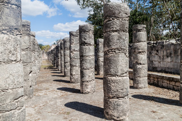 Temple of the thousand columns at the archeological site Chichen Itza, Mexico