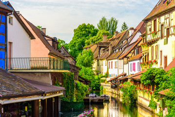 Fototapeta na wymiar View of a canal in Colmar, France