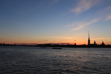 Россия, Санкт-Петербург, Петропавловская крепость на закате