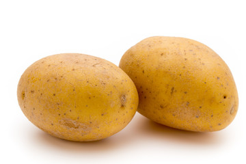 Raw potato isolated on white background.
