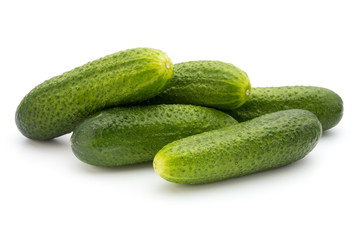 Eco cucumber on white background. Fresh vegetables.