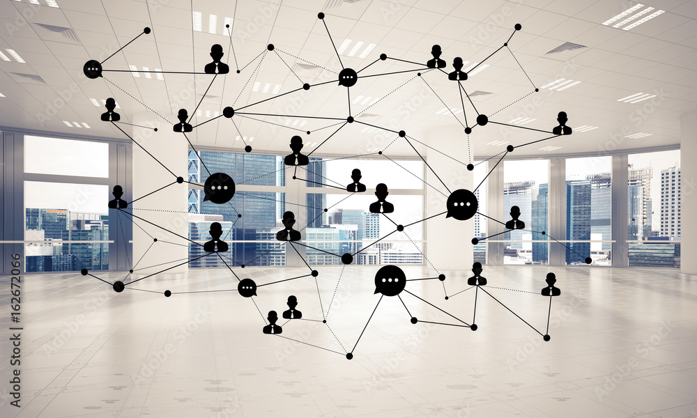 Wall mural networking and wireless connection as concept for effective mode