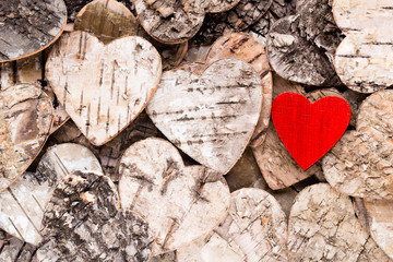 Obraz premium Background with wooden hearts.