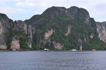 Limestone rocks ocean view in Koh Phi Phi