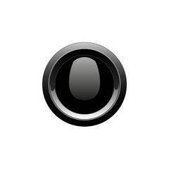 Round glass black button