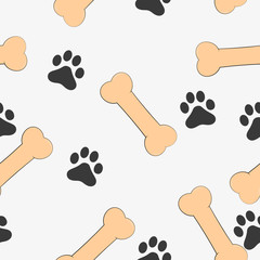 Paw vector, filled flat sign, solid pictogram isolated on white.Traces of dog Textile Pattern. Vector seamless.