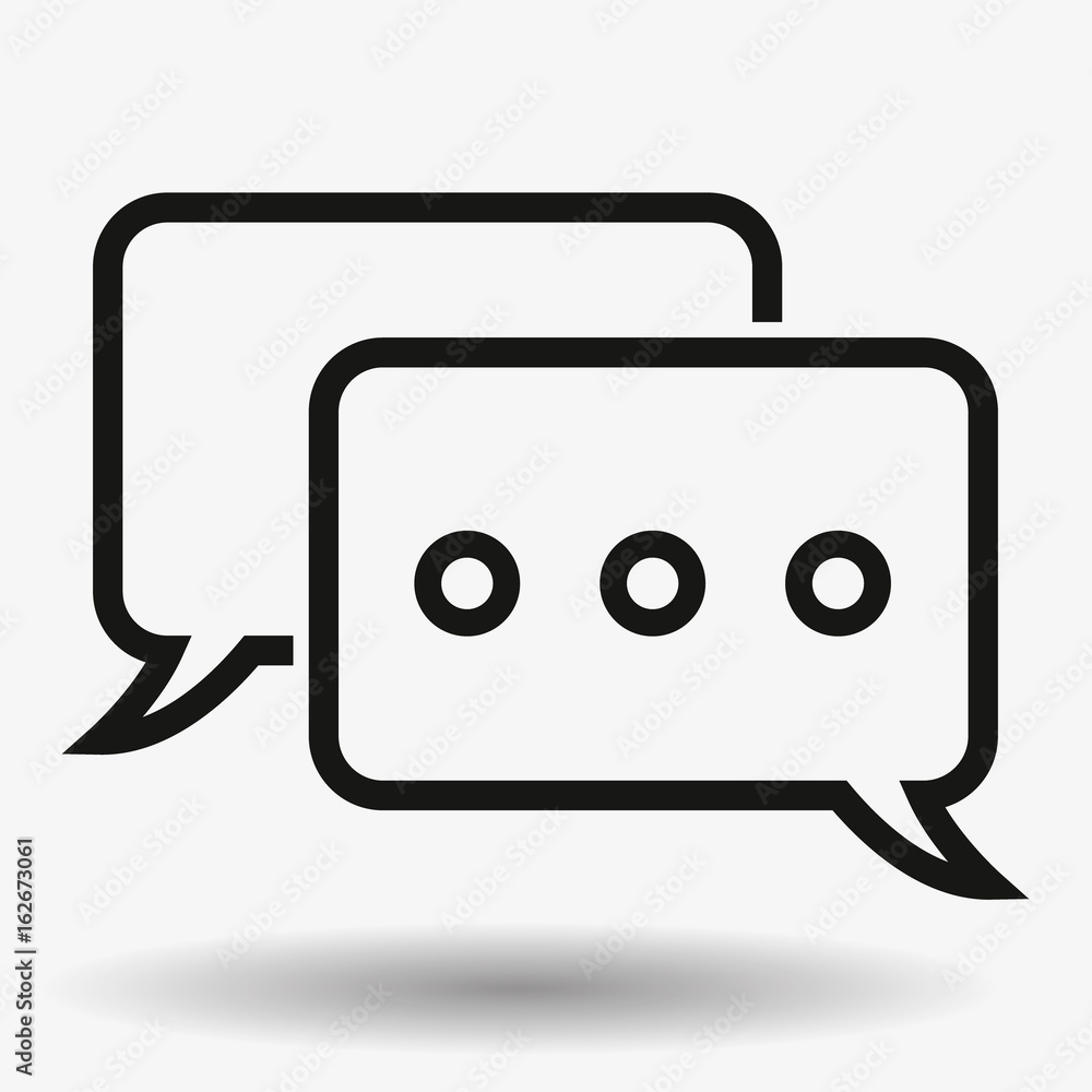 Poster outline chat icon isolated on grey background. line dialogue pictogram. speech bubble symbol for you