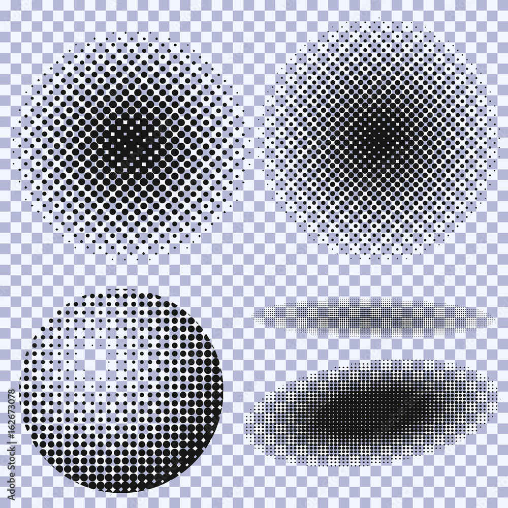 Aufkleber halftone circles, halftone dot pattern set