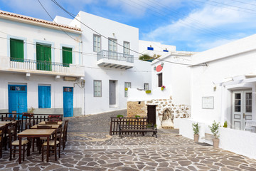 Traditional Greek style architecture in village of Tripiti on Milos island. Cyclades, Greece.
