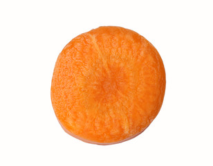 sliced carrot isolated on white background. top view