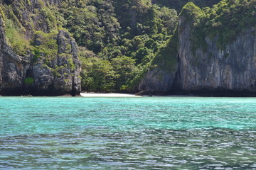 Paradise water with big limestone rocks at Koh Phi Phi
