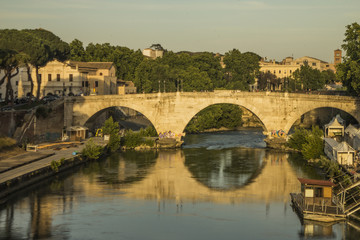 Fototapeta premium Popular destination bridge. Roman genius architecture over the river in travel tourism destination.