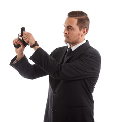 Man preparing a gun
