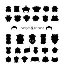 Vector set of vintage badges and ribbons.