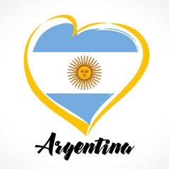 Love Argentina emblem colored. Argentina Independence Day vector design colorful shield in heart color national flag and text