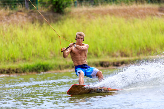 Man Wakeboarding