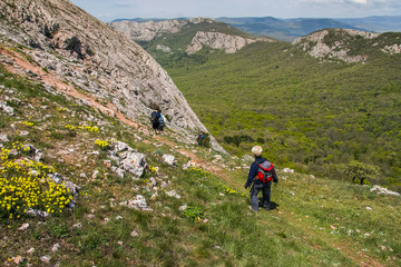 Obraz premium The slopes of the mountains near the village of Laspi