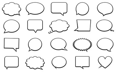 Stickers of speech bubbles vector set