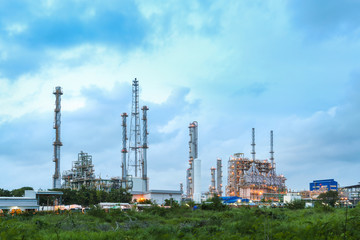 Oil and chemical refinery plant in twilight time